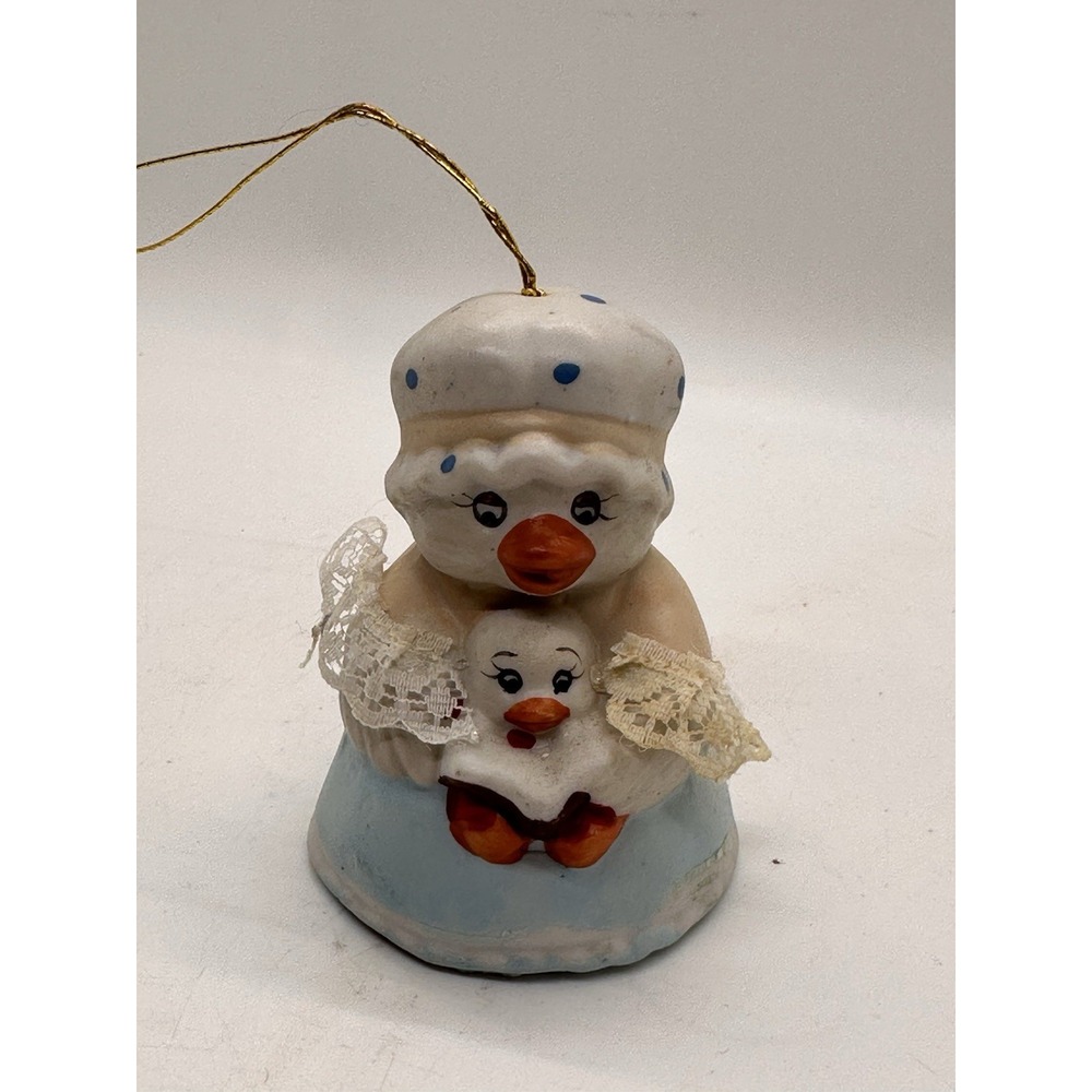 Caring Critter Chimer Bisque Porcelain‎ Duck & Baby Christmas Ornament Vintage